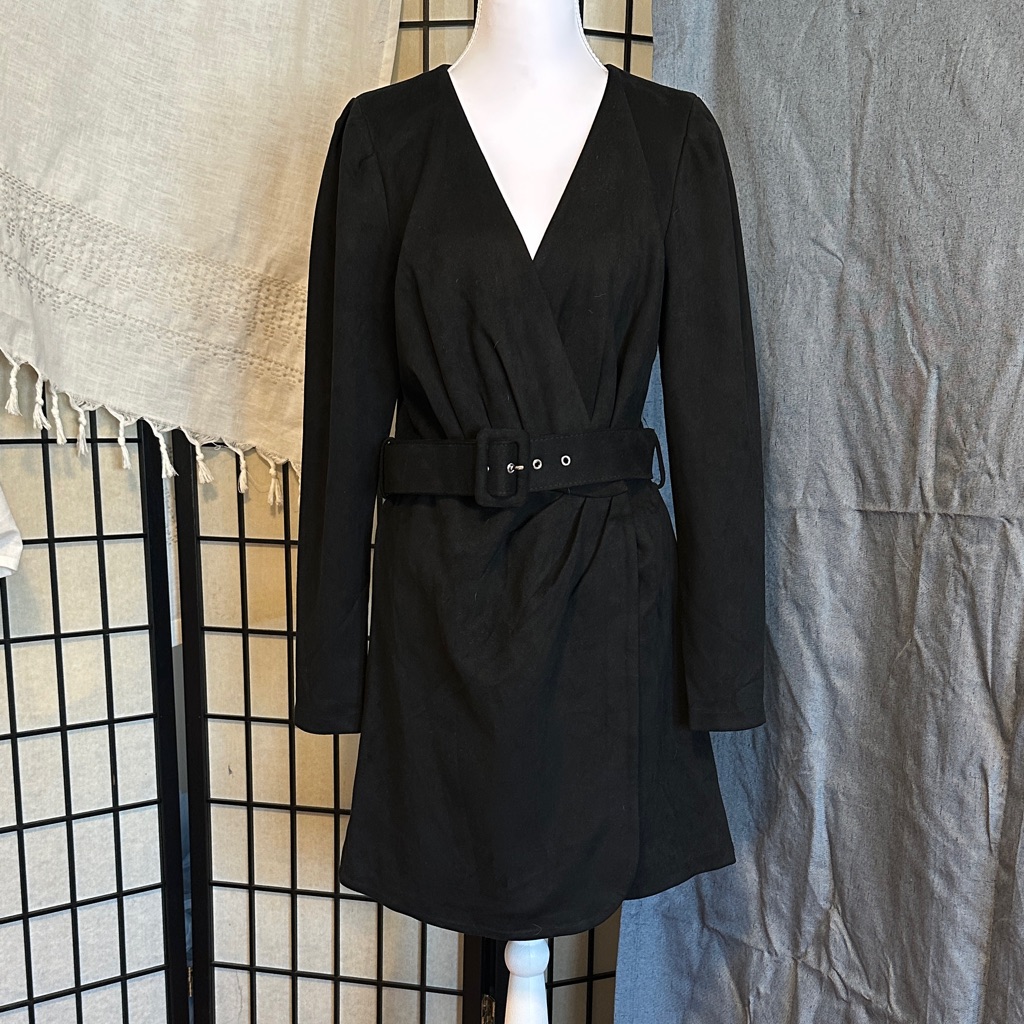 Jason Wu Black Belted Long Sleeve Dress